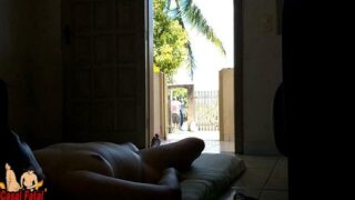 Wife Takes A Sunbath And Displays Her Nude Body To Delivery Man